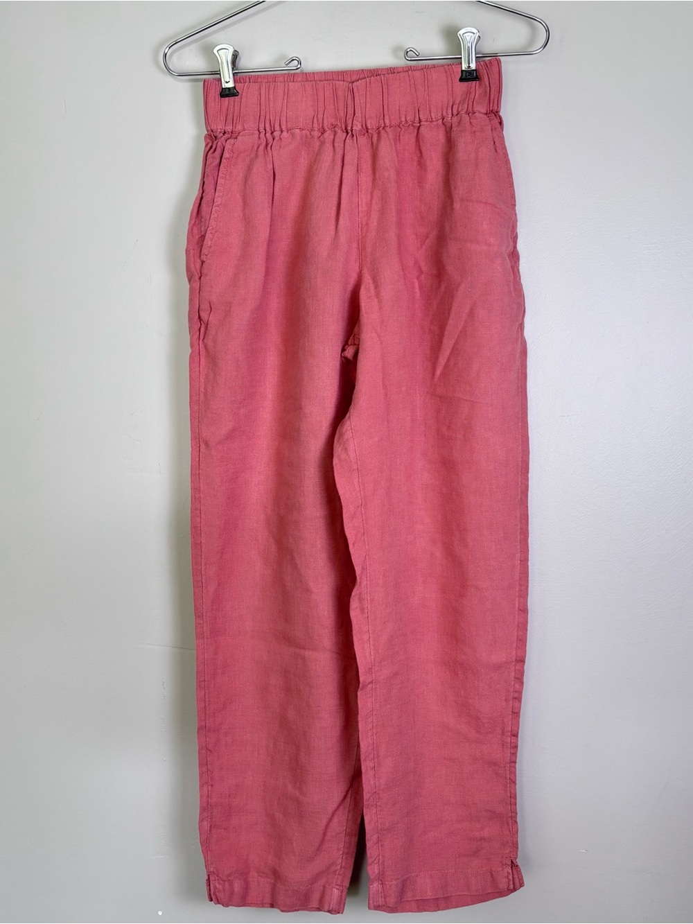 Haven Well Within Straight Leg 100% Linen Pants-Mauve Pink-Size XS-Elastic Waist